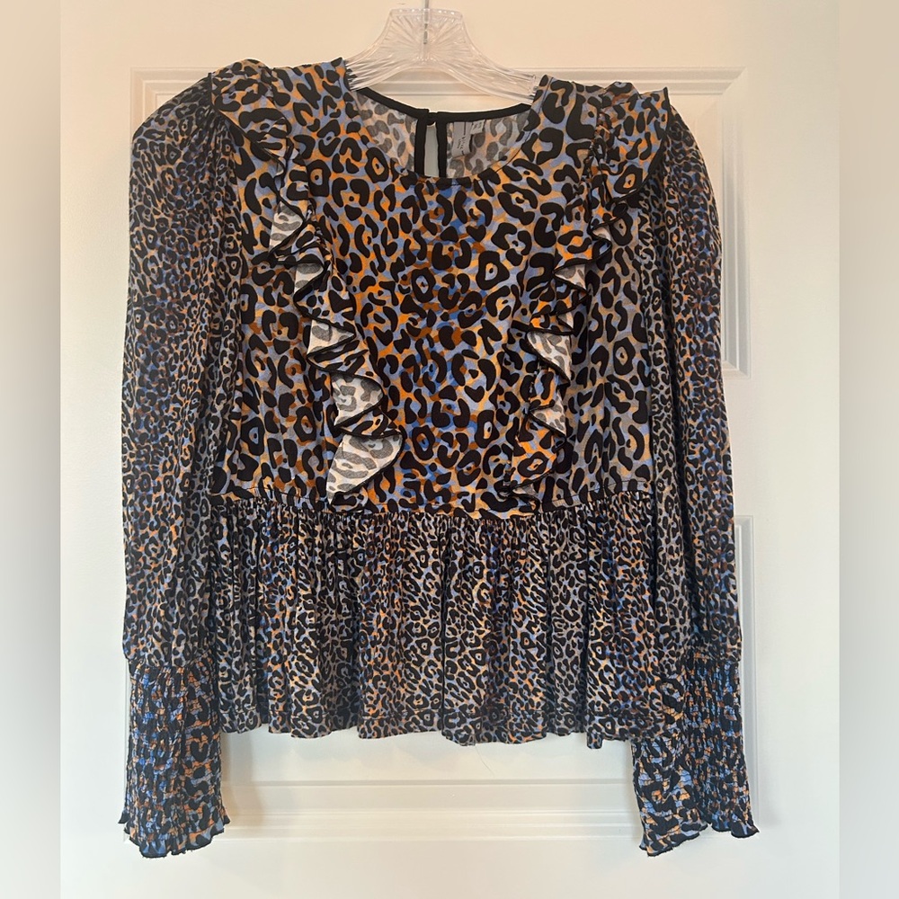 Elegant Leopard Print Ruffle Top
